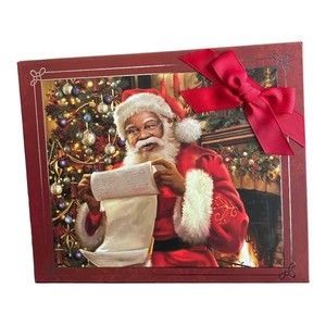 African American Christmas Santa Claus Gift Box Gift Wrap - Vintage Sant…